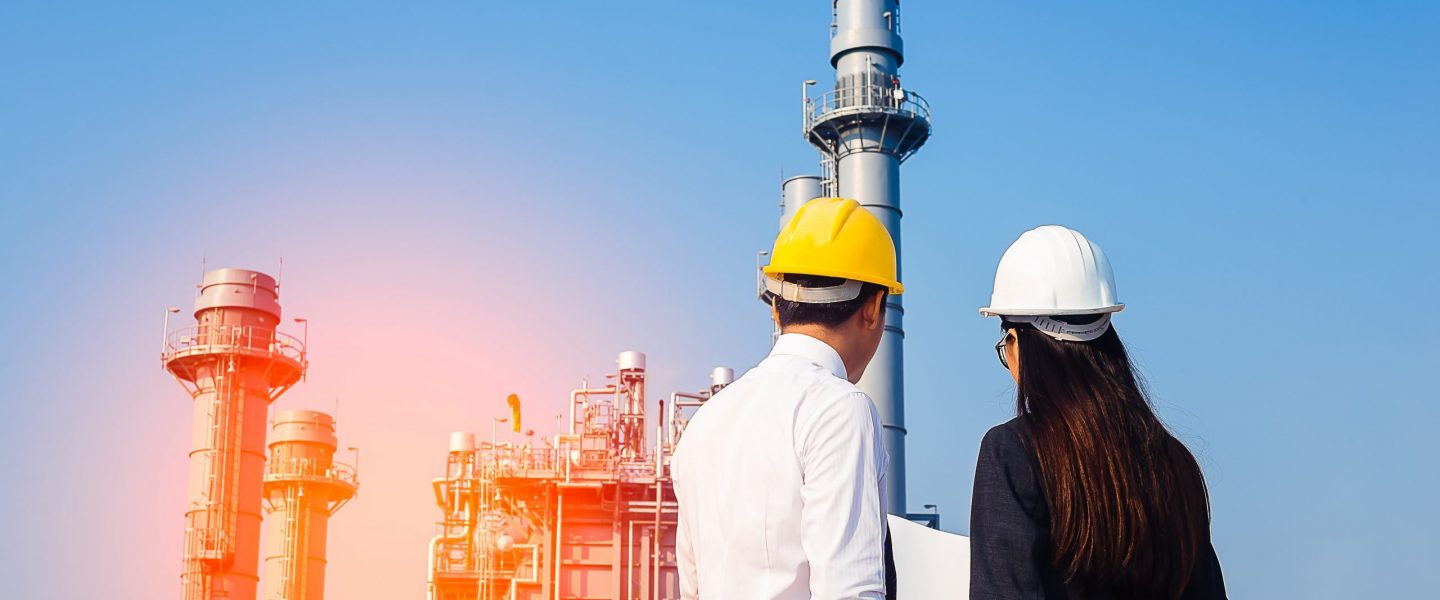 woman engineer and men engineer working new project in power plant